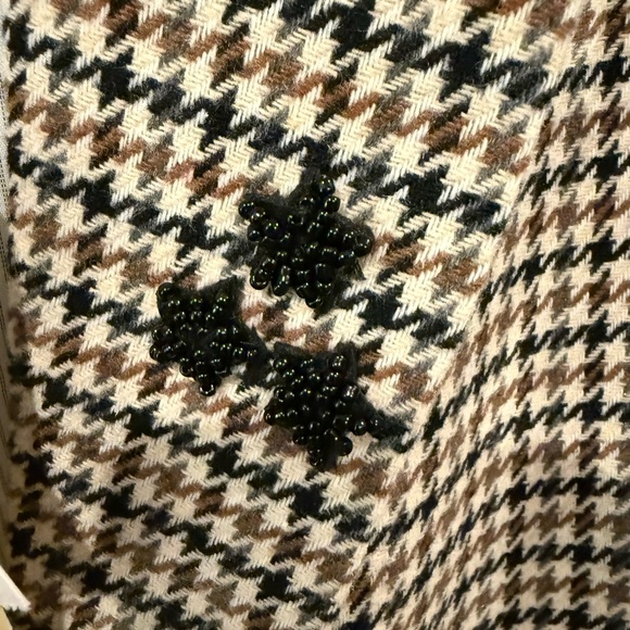 NWT Anthropologie Appliqué Women's Houndstooth Blazer with Gorgeous Beading L - Picture 6 of 16